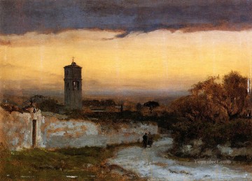  Inness Oil Painting - Monastery at Albano landscape Tonalist George Inness river